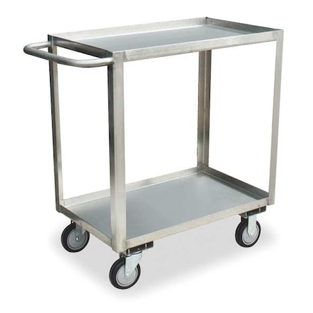 Flat Handle Utility Cart, Stainless Steel, 1, 200 lb Load Capacity, 2 Shelves, 36 in L, 19 in W MPN:XB130S500