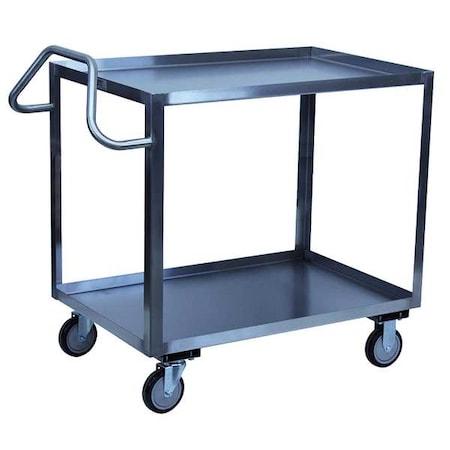 Corrosion-Resistant Utility Cart with Lipped Metal Shelves, Stainless Steel, 1, 200 lb Load Capacity MPN:XS136U500