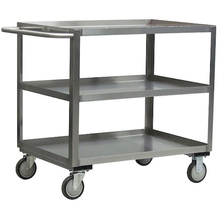 Corrosion-Resistant Utility Cart with Lipped Metal Shelves, Stainless Steel, 1, 200 lb Load Capacity MPN:XT360U500
