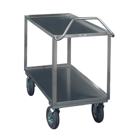 Corrosion-Resistant Utility Cart with Deep Lipped Metal Shelves, Stainless Steel, 2 Shelves MPN:XZ130U500