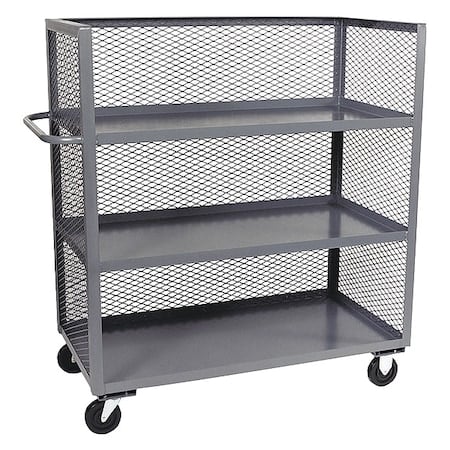 Stock Cart, Mesh, 3-Sided, (3) Shelves MPN:ZC236
