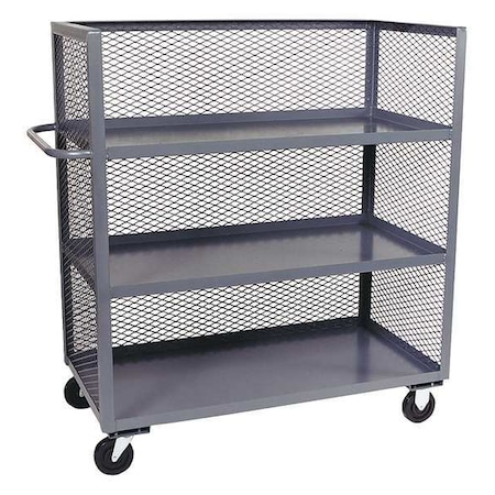 12 ga. Steel 3 Sided Mesh Stock Cart 3000 lb. Capacity, 66