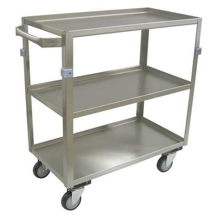 Utility Cart, 20 ga. Stainless Steel, 600 lb Load Capacity, 3 Shelves, 40 in L, 23 in W, 34 in H MPN:ZH236U403
