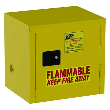 Hazardous Material Storage Cabinet, 6 gal, 0 Shelves, Steel, 23 in W x 22 in H x 18 in D, Yellow MPN:BA06YP