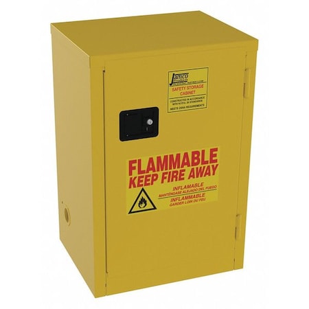 Hazardous Material Storage Cabinet, 12 gal, 1 Shelves, Steel, 23 in W x 35 in H x 18 in D, Yellow MPN:BA12YP