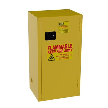 Hazardous Material Storage Cabinet, 18 gal, 2 Shelves, Steel, 23 in W x 44 in H x 18 in D, Yellow MPN:BA18YP