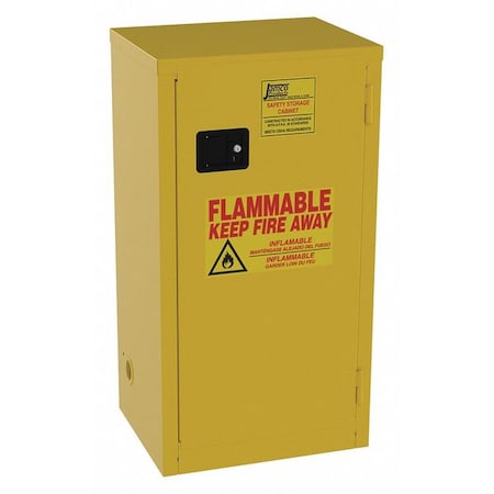 Hazardous Material Storage Cabinet, 18 gal, 2 Shelves, Steel, 23 in W x 44 in H x 18 in D, Yellow MPN:BJ18YP