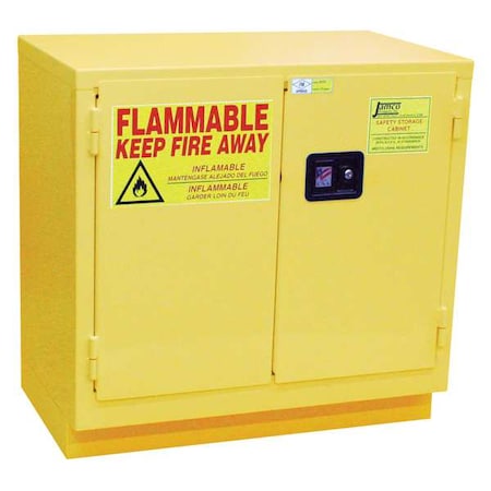 Hazardous Material Storage Cabinet, 22 gal, 1 Shelves, Steel, 36 in W x 35 in H x 22 in D, Yellow MPN:BK22YP