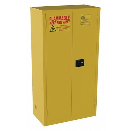 Hazardous Material Storage Cabinet, 44 gal, 3 Shelves, Steel, 34 in W x 65 in H x 18 in D, Yellow MPN:BM44YP