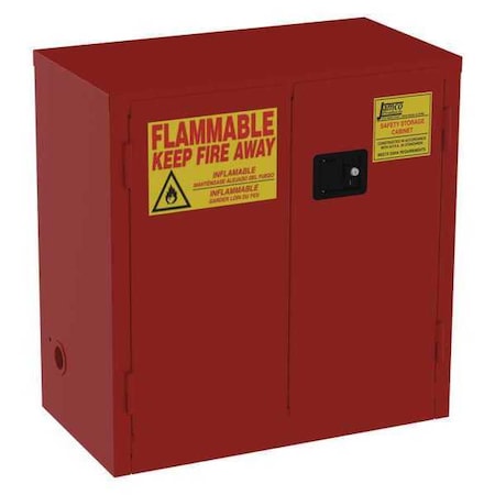 Hazardous Material Storage Cabinet, 30 gal, 2 Shelves, Steel, 34 in W x 35 in H x 18 in D, Red MPN:BP30RP