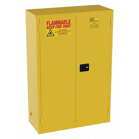 Hazardous Material Storage Cabinet, 45 gal, 2 Shelves, Steel, 43 in W x 65 in H x 18 in D, Yellow MPN:BS45YP