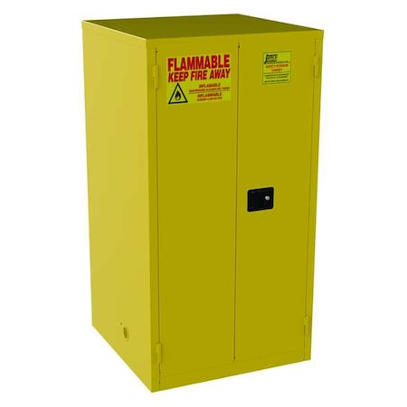 Hazardous Material Storage Cabinet, 60 gal, 2 Shelves, Steel, 34 in W x 65 in H x 34 in D, Yellow MPN:BS60YP