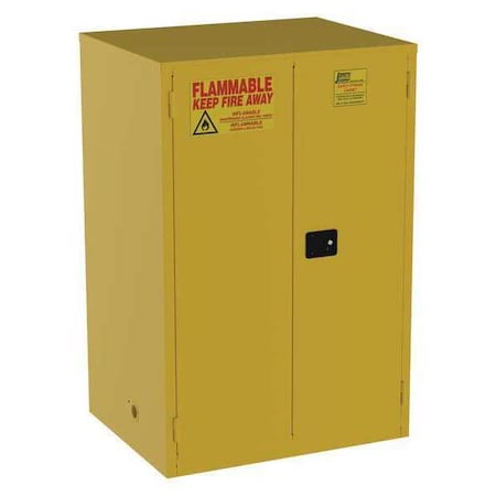 Hazardous Material Storage Cabinet, 90 gal, 2 Shelves, Steel, 43 in W x 65 in H x 34 in D, Yellow MPN:BS90YP