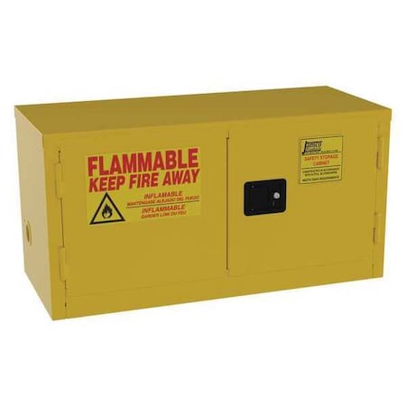 Hazardous Material Storage Cabinet, 15 gal, 0 Shelves, Steel, 43 in W x 22 in H x 18 in D, Yellow MPN:BU15YP