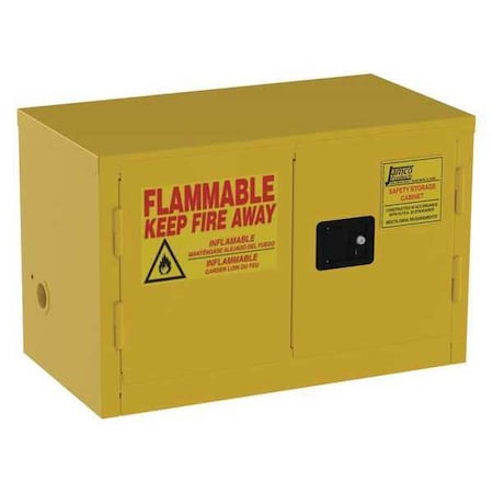 Hazardous Material Storage Cabinet, 11 gal, 0 Shelves, Steel, 34 in W x 22 in H x 18 in D, Yellow MPN:BY11YP