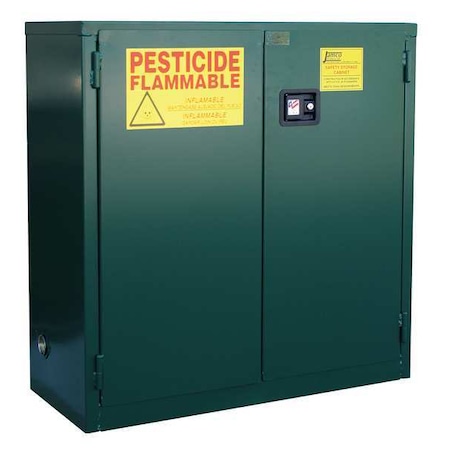 Hazardous Material Storage Cabinet, 18 gal, 2 Shelves, Steel, 23 in W x 44 in H x 18 in D, Green MPN:FK18