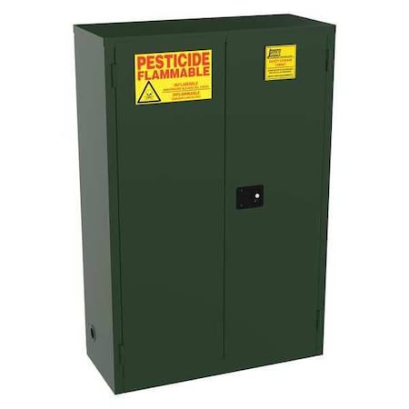 Hazardous Material Storage Cabinet, 45 gal, 2 Shelves, Steel, 43 in W x 65 in H x 18 in D, Green MPN:FL45EP
