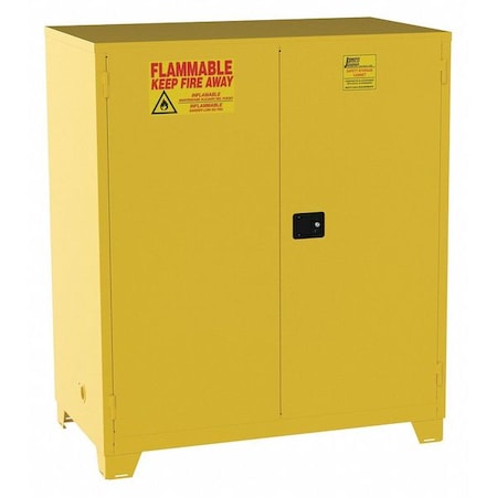 Hazardous Material Storage Cabinet, 120 gal, 2 Shelves, Steel, 59 in W x 70 in H x 34 in D, Yellow MPN:FM120YP