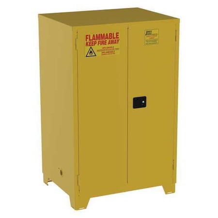 Hazardous Material Storage Cabinet, 90 gal, 2 Shelves, Steel, 43 in W x 70 in H x 34 in D, Yellow MPN:FM90YP