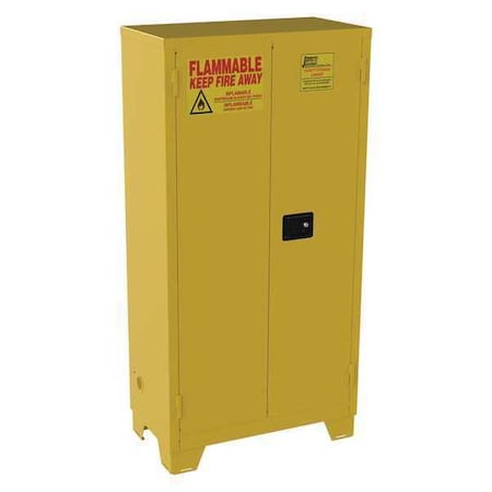 Hazardous Material Storage Cabinet, 44 gal, 3 Shelves, Steel, 34 in W x 70 in H x 18 in D, Yellow MPN:FS44YP