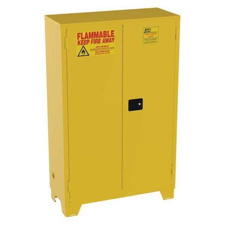 Hazardous Material Storage Cabinet, 45 gal, 2 Shelves, Steel, 43 in W x 70 in H x 18 in D, Yellow MPN:FS45YP