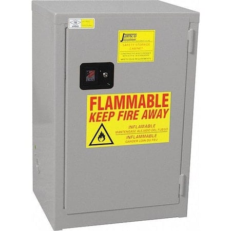 Hazmat Safety Storage Cabinet, 12 gal, 1 Shelves, Steel, 23 in W x 35 in H x 18 in D, Gray MPN:RC12