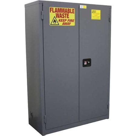 Hazmat Safety Storage Cabinet, 30 gal, 1 Shelves, Steel, 43 in W x 44 in H x 18 in D, Gray MPN:RC30