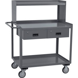 Jamco Mobile Work Center 2 Lockable Drawers 2 Shelves Half-Shelf Riser 36