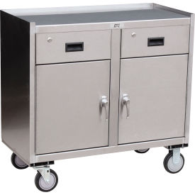 Jamco Stainless Steel Mobile Cabinet 2 Lockable Drawers 2 Lockable Doors 36