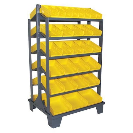 Steel Sloped Shelf Bin Stand, 36 in W x 64 in H x 30 in D, 12 Shelves, Gray MPN:RR336GP