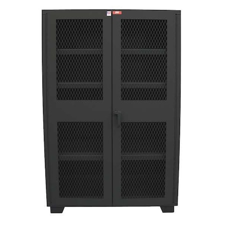 Shelving Storage Cabinet, 78 in H, 60 in W, 24 in D, Swing, Padlock Hasp, Black, 4 Shelves MPN:DJ260BL