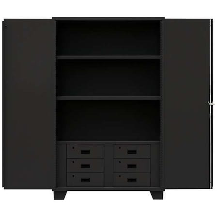 Combo Drawer Storage Cabinet, 78 in H, 36 in W, 24 in D, Swing, Padlock Hasp, Black, 3 Drawers MPN:HG236BL
