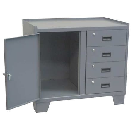 Combo Drawer Storage Cabinet, 33 in H, 36 in W, 24 in D, Swing, Keyed, Gray, 2 Shelves, 4 Drawers MPN:JK236GP