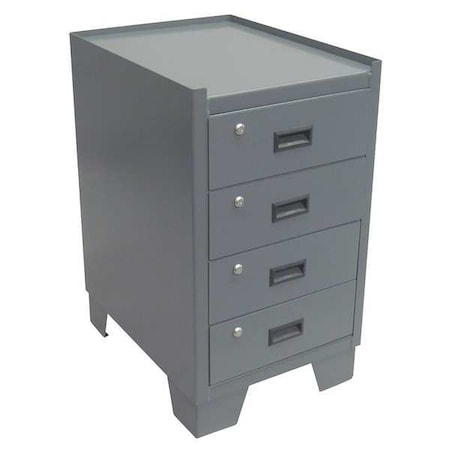 Drawer Storage Cabinet, 33 in H, 18 in W, 24 in D, Recessed Pull, Keyed, Gray, 0 Shelves, 4 Drawers MPN:JS218GP