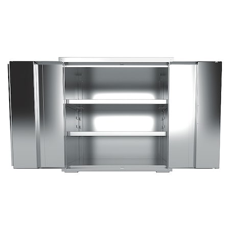 Shelving Storage Cabinet, 37 in H, 36 in W, 24 in D, Paddle, Keyed, Gray, 2 Shelves, 0 Drawers MPN:KE236