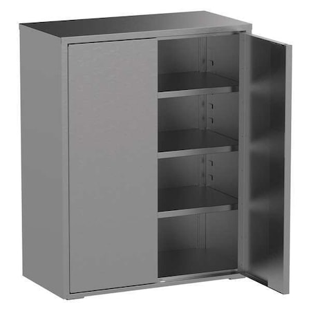 Shelving Storage Cabinet, 61 in H, 36 in W, 18 in D, Paddle, Keyed, Gray, 3 Shelves, 0 Drawers MPN:KF136