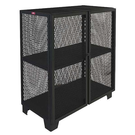 Shelving Storage Cabinet, 54 in H, 72 in W, 36 in D, Swing, Padlock Hasp, Black, 2 Shelves MPN:MB472BL