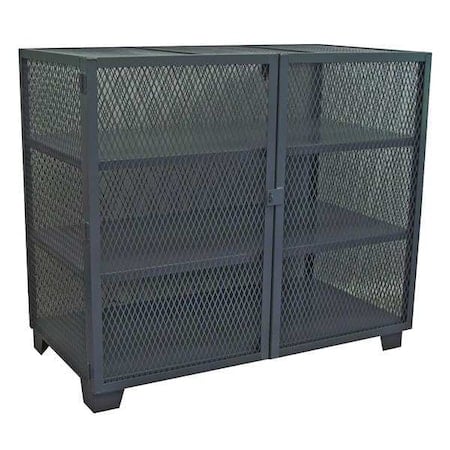 Shelving Storage Cabinet, 54 in H, 48 in W, 24 in D, Swing, Padlock Hasp, Black, 3 Shelves MPN:MC248BL