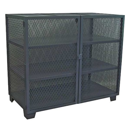 Shelving Storage Cabinet, 54 in H, 48 in W, 36 in D, Swing, Padlock Hasp, Black, 3 Shelves MPN:MC448BL
