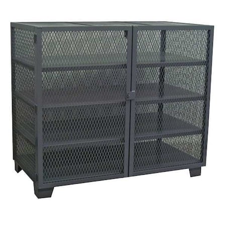 Shelving Storage Cabinet, 54 in H, 60 in W, 30 in D, Swing, Padlock Hasp, Black, 4 Shelves MPN:MD360BL