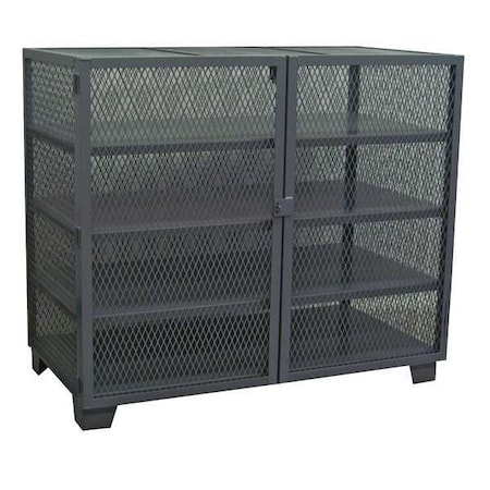 Shelving Storage Cabinet, 54 in H, 60 in W, 36 in D, Swing, Padlock Hasp, Black, 4 Shelves MPN:MD460BL