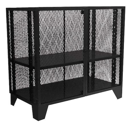 Shelving Storage Cabinet, 54 in H, 72 in W, 36 in D, Swing, Padlock Hasp, Black, 2 Shelves MPN:MF472BL