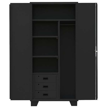 Combo Wardrobe/Drawer Storage Cabinet, 78 in H, 36 in W, 24 in D, Swing, Padlock Hasp, Black MPN:MK236BL