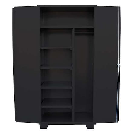 Combo Wardrobe Storage Cabinet, 78 in H, 36 in W, 24 in D, Swing, Padlock Hasp, Black, 5 Shelves MPN:MS236BL