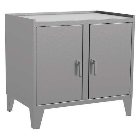 Shelving Storage Cabinet, 34 in H, 36 in W, 24 in D, Swing, Keyed, Gray, 2 Shelves, 0 Drawers MPN:ZP236