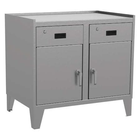 Combo Drawer Storage Cabinet, 34 in H, 36 in W, 24 in D, Gray, 2 Shelves MPN:ZU236