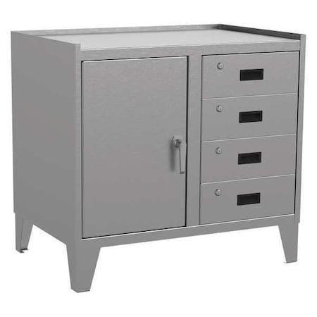 Combo Drawer Storage Cabinet, 34 in H, 36 in W, 18 in D, Gray, 2 Shelves, 4 Drawers MPN:ZV136