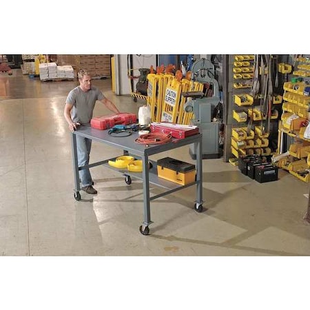 Workbench, Steel, 60 in W, 35 in to 39 in Height, 1, 400 lb, Straight MPN:MW360P505GP