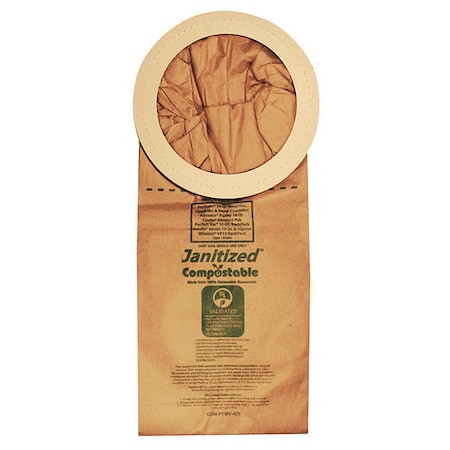 Compostable FilterBag, Proteam 100331, PK5, 4-Ply, Vacuum Filter, 5 PK MPN:COM-PTMV-4(5)