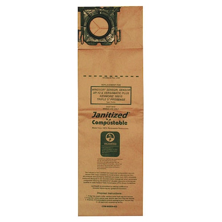 Compostable Filter Bag, Windsor 5300, PK5, 4-Ply, Vacuum Filter, 5 PK MPN:COM-WISEN-4(5)